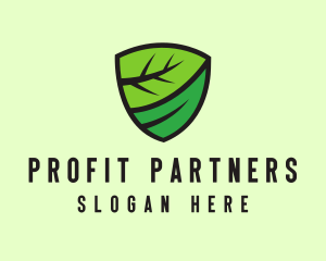 Organic Leaf Shield logo design