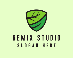 Organic Leaf Shield logo design