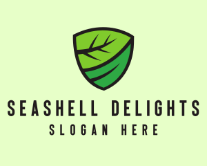 Organic Leaf Shield logo design