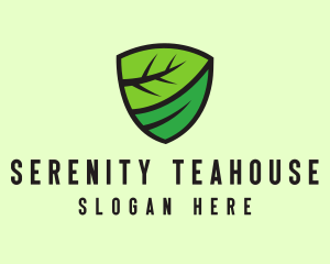 Organic Leaf Shield logo design