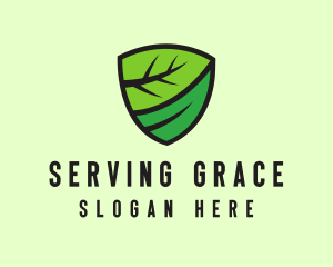 Organic Leaf Shield logo design