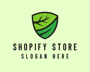 Organic Leaf Shield logo design