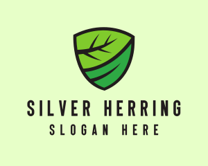 Organic Leaf Shield logo design