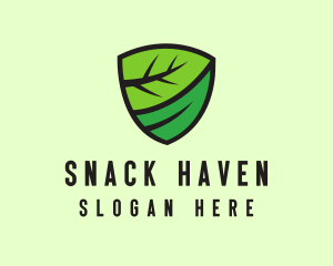 Organic Leaf Shield logo design