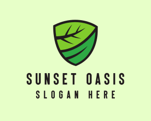 Organic Leaf Shield logo design