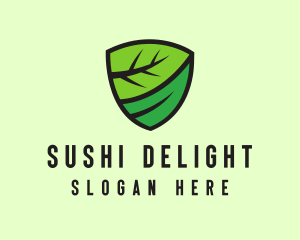 Organic Leaf Shield logo design