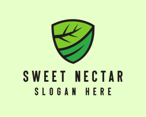 Organic Leaf Shield logo design