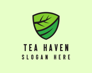 Organic Leaf Shield logo design