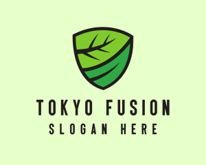 Organic Leaf Shield logo design