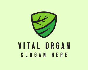 Organic Leaf Shield logo design