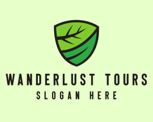 Organic Leaf Shield logo design