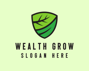 Organic Leaf Shield logo design