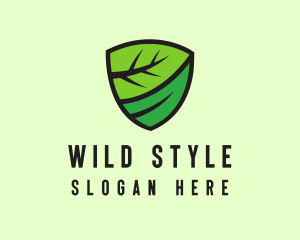 Organic Leaf Shield logo design