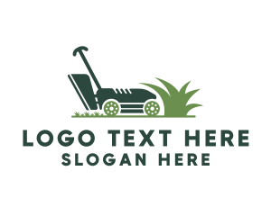 Green - Grass Lawn Mower logo design