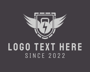 Shield - Lightning Kettlebell Shield logo design