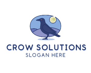 Crow - Night Raven Bird logo design