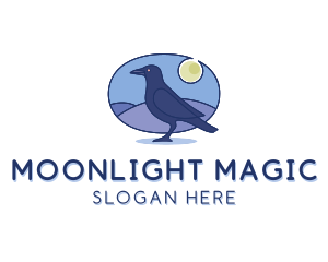 Midnight - Night Raven Bird logo design