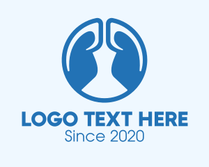 Lung Doctor - Round Blue Respiratory Lungs logo design