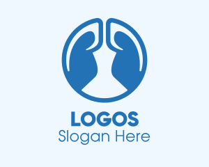 Round Blue Respiratory Lungs Logo