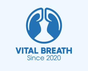 Breathing - Round Blue Respiratory Lungs logo design