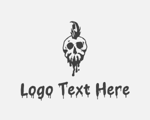 Punk Rocker - Scary Dripping Skull logo design