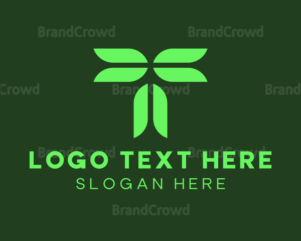 Digital Eco Leaf Letter T Logo