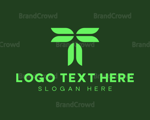 Digital Eco Leaf Letter T Logo