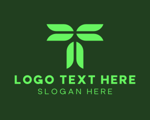 Server - Digital Eco Leaf Letter T logo design