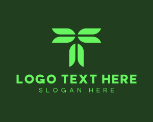 Clean Energy - Digital Eco Leaf Letter T logo design