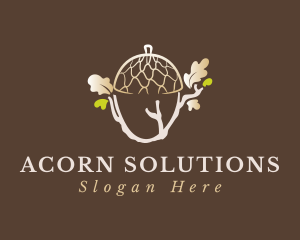 Acorn - Oak Tree Branch Acorn logo design