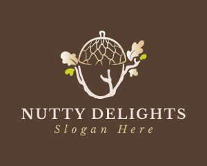 Nut - Oak Tree Branch Acorn logo design