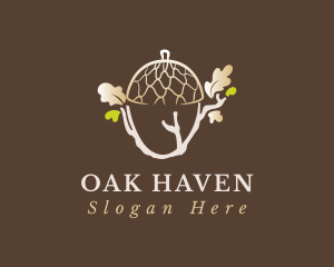 Oak - Oak Tree Branch Acorn logo design