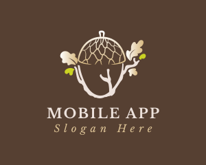 Oaknut - Oak Tree Branch Acorn logo design