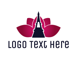 Travel - Eiffel Tower Lotus logo design
