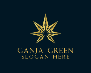 Golden Marijuana Leaf logo design