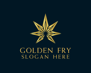 Golden Marijuana Leaf logo design