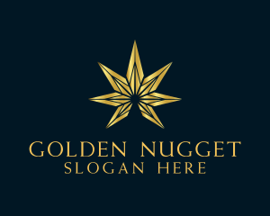 Golden Marijuana Leaf logo design