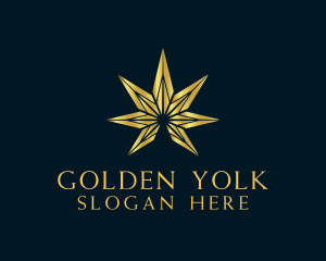 Golden Marijuana Leaf logo design