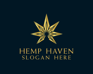 Golden Marijuana Leaf logo design