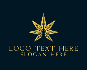 Weed - Golden Marijuana Leaf logo design