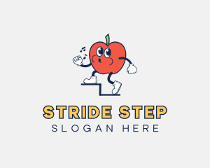 Walking - Whistling Apple Cartoon logo design