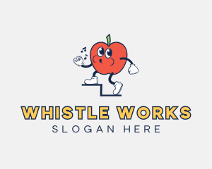 Whistling Apple Cartoon logo design