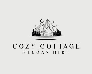 Cottage - Exploration Mountain Cabin logo design