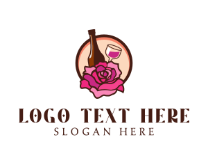 Alcoholic - Wine and Rose Bar logo design