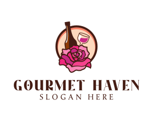 Wine and Rose Bar logo design