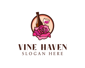 Wine and Rose Bar logo design