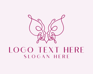 Aesthetic - Woman Butterfly Face logo design