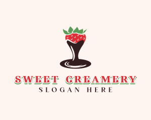 Strawberry Chocolate Fondue logo design