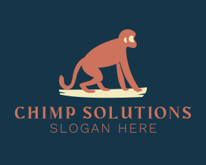 Chimpanzee - Monkey Wildlife Zoo logo design