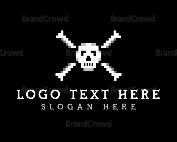 Pixel Skull Bone Logo